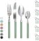 Servizio 24 Pezzi Posate Tavola Acciaio Inox Manici Colorati Tinta Unita Colori Moderni 6x Forchetta Coltello Cucchiaio Cucchiaino Lavabili Lavastoviglie Certificate Contatto Alimenti - Salvia