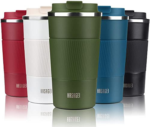 HASAGEI Travel Mug, Insulated Coffee Cup with Leakproof Lid - Vacuum Insulation Stainless Steel for Hot and Cold Water Coffee and Tea 510ml/380ml (Army Green, 380ml)