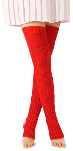 Stulpen für Damen Warm Dicke Überknie Kniestrümpfe Strümpfe Overknees Stricken Thermosocken Lange Beinstulpen Gestrickte Wintersocken Legwarmers für Frauen