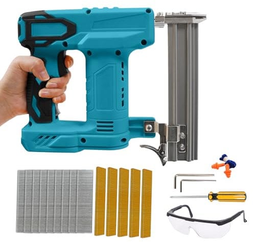 Kabelloser Brad Nagler für Makita 18V Akku, 2-in-1 Elektrische Brad Nagler / Tacker Pistole, 1000 gerade Nägel und 500 U Nägel im Lieferumfang enthalten für Heimwerker & Holzbearbeitung (keine