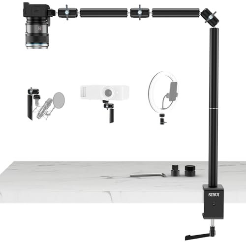 SIRUI 40 Support de Bureau pour Caméra avec Bras Magique Flexible Amovible avec Double Tête Sphérique à 360°, Pince de Table en C avec Adaptateur à vis, pour Appareil Photo, Téléphone, AM-DK01