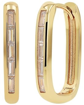 NOELANI Creolen 925 Sterling Silber Damen Ohrschmuck, mit Zirkonia synth., 2 cm, Weiß, Kommt in Schmuck Geschenk Box, 2039672
