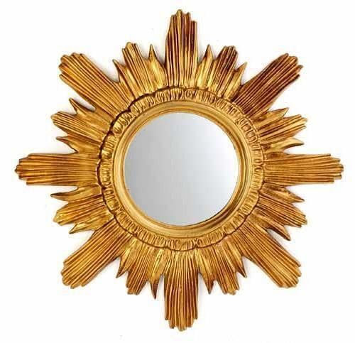 Pintici Wandspiegel Sonne Rund Prunk Sonnenspiegel 42 cm Rokoko Antik Badspiegel SonnenSpiegel (Gold)