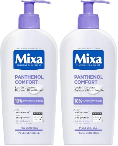 Mixa Expert Peau Sensible - Lait Panthénol Confort - Anti-Démangeaisons - Peaux Sèches et Réactives - Bébés, Enfants, Adultes - Hypoallergénique - Sans Parfum - 400 ml (Lot de 2)
