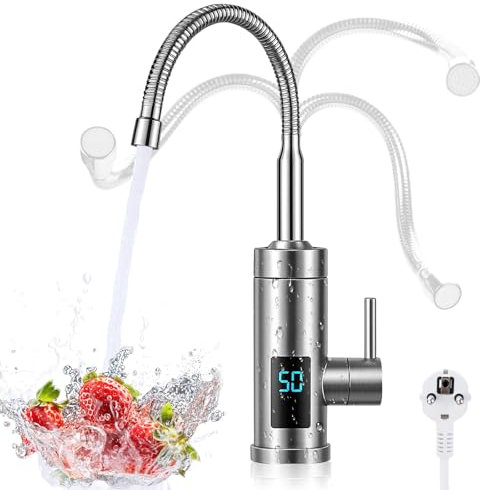 Rubinetto elettrico con scaldabagno istantaneo, 220 V, 3000 W, rubinetto da cucina Smart Heater per cucina, giardino, bagno, soggiorno, campeggio