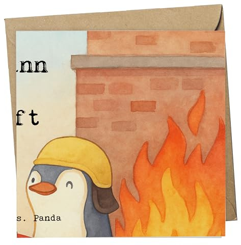 Mr. & Mrs. Panda Klappkarte Feuerwehrmann Leidenschaft Design - Geschenk, Feuerwehr, Glückwunschkarte, Spruch, Ausbildung, faltkarte, Grußkarte, doppelkarte, anlasskarte