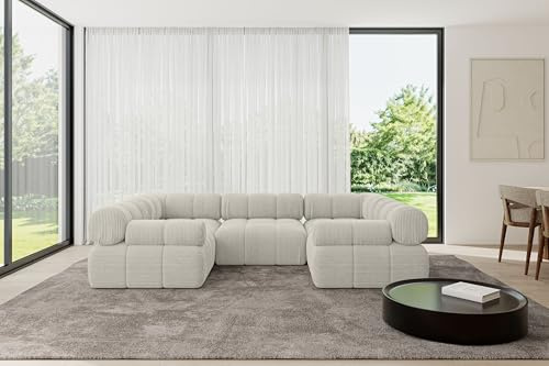 ALTDECOR Modulares Sofa Ecksofa in U-Form Corner modular Sofa Eckcouch Couch Wohnlandschaft Cauchsofa Polstersofa Birno-U1-285x190x70 cm Hellgrau