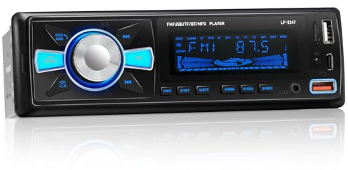 Autoradio RDS Bluetooth con porta di ricarica Type-C, autoradio 1 Din da 4x65W con supporto vivavoce/2 USB/AUX/SD/TFEQ/DSP/lettore MP3, radio FM/AM Bluetooth 5.0