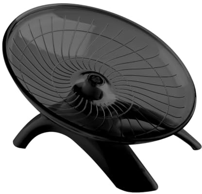 Lotsdonxia Super-Silent Flying Saucer Hamster Wheel, Non-Slip Wave Design, Stable Plastic and Steel Bearing, Quiet Exercise Wheel for Hamsters, Gerbils & Small Pets (Black)