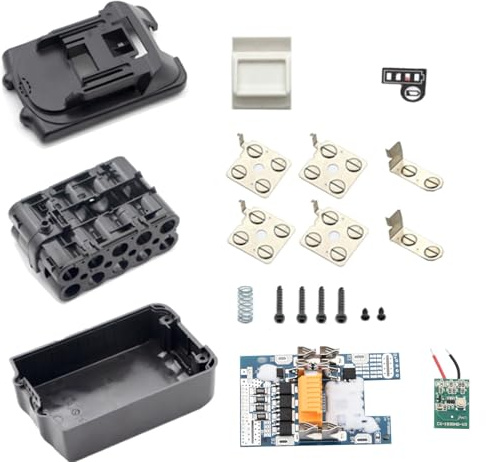 Black Battery Case Shell PCB Circuit Board Kit 18650 Batteries Pack Suitable for Makita 18V BL1830 BL1860B (No Battery)