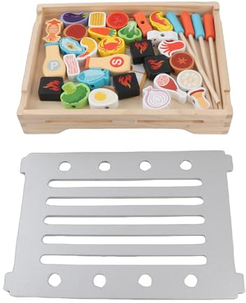 ZLXCAOB Ensemble de Jeu de Barbecue en Bois Ensemble de Jouets de Cuisine de Barbecue Amusant et imaginatif éducatif pour Les Tout-Petits