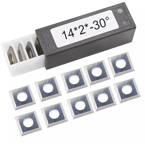 SPORTARC 10-teiliges Set Hartmetall-Fräsereinsätze, Vierkant-Fräser-Bits, 14 mm x 14 mm x 2 mm, 30° Schnittwinkel, für Holz, MDF, Sperrholz, HDF, Spanplatten