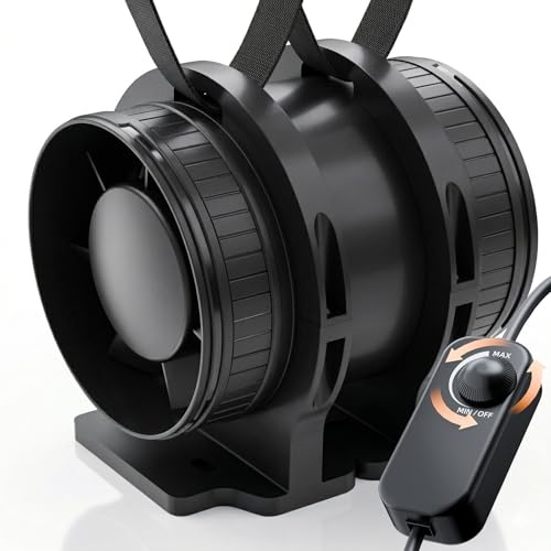 BUMSOU Extracteur d'Air 100 mm à Vitesse Réglable, Compact Ventilateur Silencieux et Puissant, Aérateur d Air avec Protection Contre la Surchauffe, VMC Salle de Bain Cave Garage Tente (avec support)