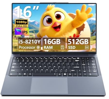 PC Portatile 16 Pollici, Notebook Core i5 fino a 3,60 Ghz, Computer Portatile 16GB RAM 512B SSD, 1920 * 1200 IPS Full HD Schermo, Tastiera retroilluminata full, USB3.0, Type-C, Per Studio Lavoro