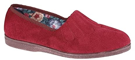 Sleepers Womens Wide Fit Fan Stitched Slippers with Rubber Sole Navy Blue