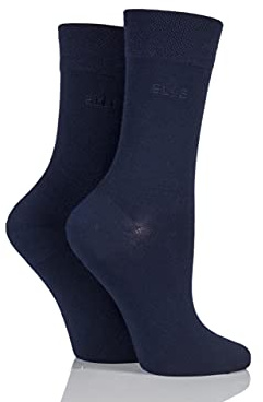 ELLE Ladies Bamboo Fibre Socks - Soft, Breathable & Cooling Plain Socks in a Multipack of 2 Pairs Sizes 4-8