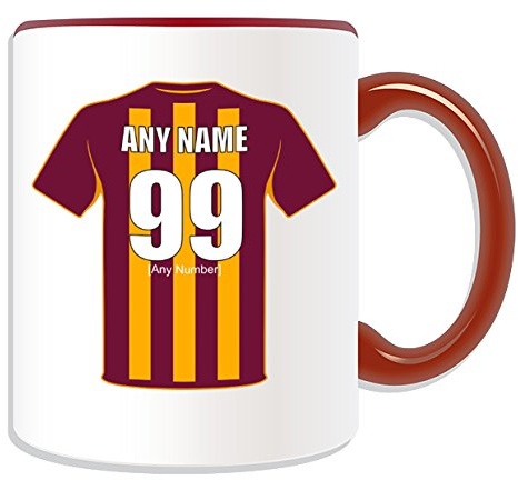 Personalised Gift - Bradford City Mug (Football Design Theme, Colour Options) - Any Name/Message on Your Unique Mug - The Paraders Citizens SFC Club