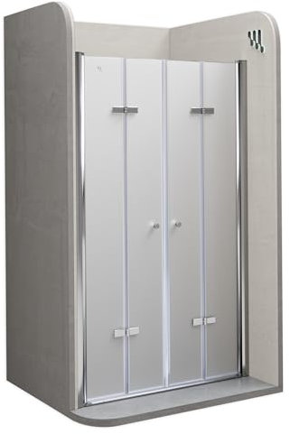 i-flair Doppelfalttür Verstellbereich von 108-112 cm Höhe: 195 cm Duschabtrennung aus 6 mm satiniertem ESG Sicherheitsglas mit Nanobeschichtung