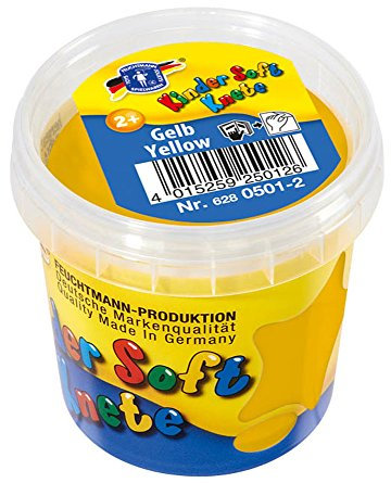Feuchtmann 628.0501-2 - Kinder Soft Knete, lufttrocknende Modelliermasse in Gelb, ca. 150 g, als Geschenk für kreatives Spielen
