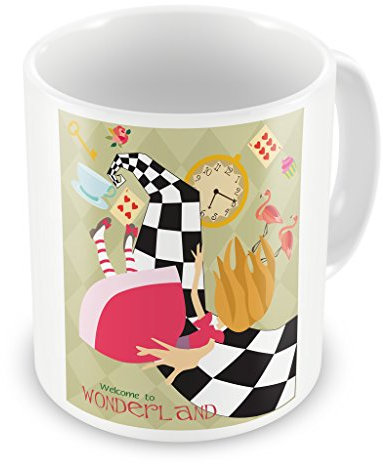 iMage Tazza Mug Alice Discesa Paese delle Meraviglie Bianca