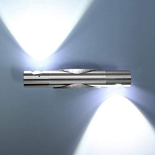 Lightess 6W LED Wandstrahler Wandspots Silber Wandleuchten Innen Up and Down Wandlampe aus Aluminium Flurlampe Wand Wandbeleuchtung, Kaltweiß