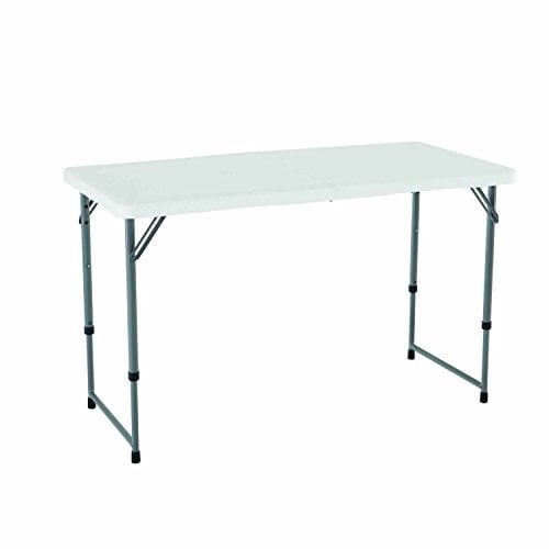 Ontario Furniture Klapptisch, 122 x 61 cm, höhenverstellbar, leicht und tragbar, mit Tragegriff, pflegeleicht, Weiß Standard Folding Table weiß