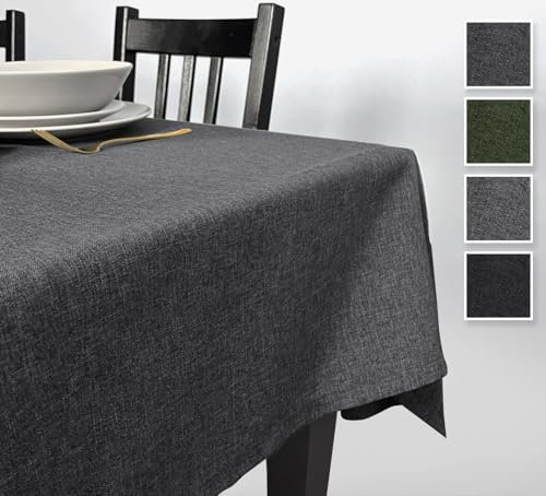 Rollmayer Hersteller abwaschbar Tischdecke Wasserabweisend/Lotuseffekt (Melange Aschgrau 20, 150x220cm) Leinenoptik Tischtuch mit pflegeleicht Fleckschutz, Rechteckig, 4 Farbe & Größe wählbar