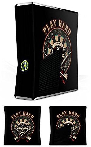 DeinDesign Skin kompatibel mit Microsoft Xbox 360 Slim Folie Sticker Totenkopf Dart Schädel