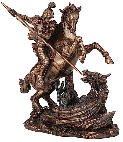 Unbekannt St. George Killing The Dragon Römischer Soldat Statue Figur Bronze Finish