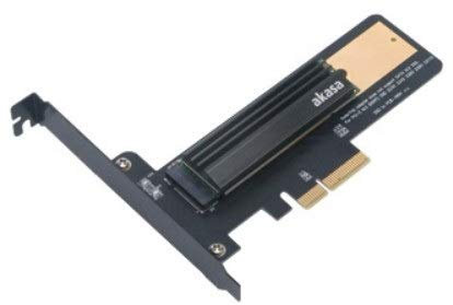 Akasa AK-PCCM2P-02 M.2 Internal Interface Card and Adapter - Interface Cards and Adapters (PCIe, M.2, PCIe 2.0, Black, Gold, PC, Passive)