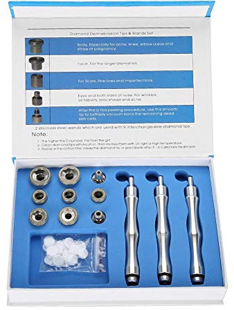 Microdermabrasion - Delaman Diamantbohrer Dermabrasion Tips Ersatz, Diamond Beauty Machine Tips mit Griff Edelstahl-Filtersatz, Hautpeeling Peeling Faltenbehandlung Beauty-Tool