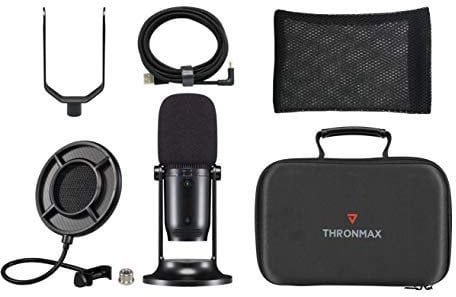 Thronmax Mdrill One (M2KIT) Kondensator Mikrofon SET (Schwarz) für professionelle HD Aufnahmen (48kHz) in Studioqualität beim Podcast / Streamen / Chat / GamePlay / Youtube / etc.