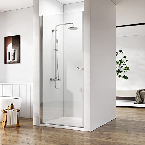Heilmetz 80cm Nischentür Duschabtrennung Schwingtür Dusche Pendeltür Duschwand 6mm Klar Sicherheitsglas mit Nano Beschichtung Duschtür Höhe 185cm