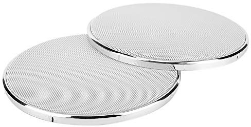 Auto Audio Lautsprecher Abdeckung, Akozon Lautsprecher Grillschutz Schutzabdeckung Modifikation Teile 5 Zoll Kunststoffrahmen Weißes Netz Dekorative Kreis(2pcs)