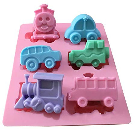 CUICUI Silikon-kuchenform Sechs-Loch-autoform Lokomotive Formzug Thomas Fondant Tools DIY Pralinenform Geburtstagsdekore