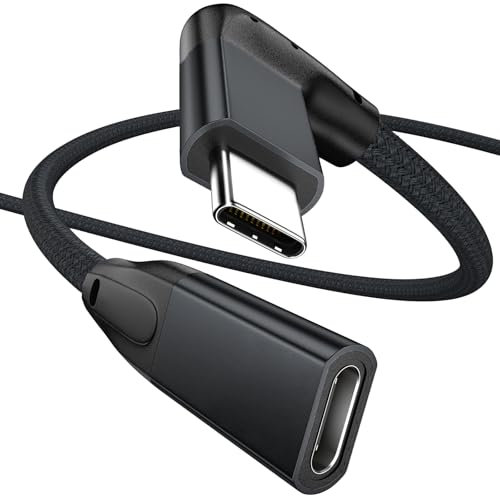 UseBean Right Angle USB C Extension Cable 1m, 90 Degree Type C 3.1 Gen2 10Gbps Male to Female 4K Video Extender Short Cord,L-Shape Lead for MacBook,iPad Pro,Nintendo Switch,Galaxy S24 S23 S22