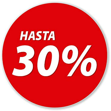 Olmedo Servicios Integrales Vinilos de Descuento Hasta 30% 30x30 cm - Cartel Adhesivo Ofertas