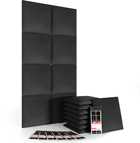 Mollis - Selbstklebende Wandpaneele 30 x 30 cm-Set 16 Stück I Schalldämmung Wandpanelen | Schaumstoff | Wohnzimmer Dekoration - Schwarz