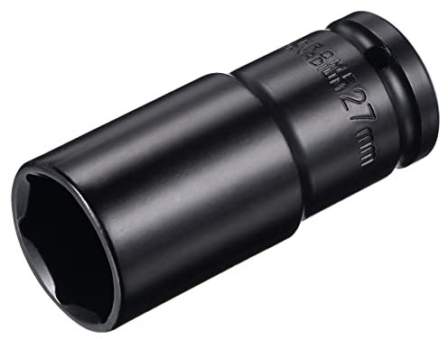 sourcing map 1/2 Drive by 27mm Deep Impact Socket, Heat-Treated CR-V Steel 3.15 Length, 6-Point Metric Sizes