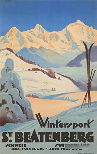 Photosegor Schweiz Beatenberg Wintersport Poster Poster Poster - Format 50 x 70 cm auf luxuriösem Papier 300 g - alle Formate und Untergründe möglich