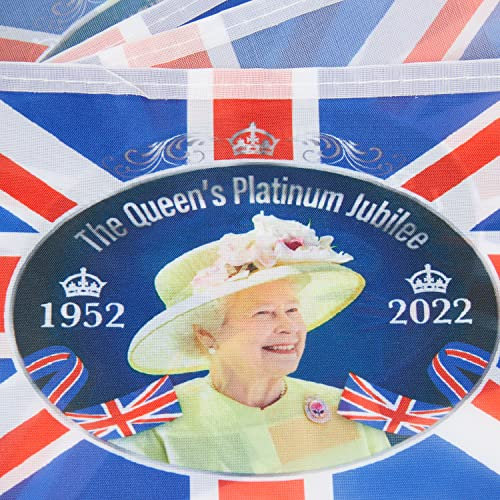 The Queens Platinum Jubilee Union Jack Wimpelkette, 3,6 m, 8 Stoffflaggen