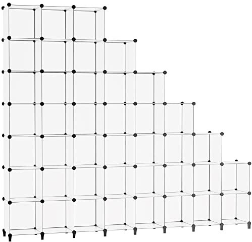 HOMIDEC Regalsystem Kleiderschrank aus Kunststoff, 40 Würfel Regal Schuhregal Modular Schrank Faltschrank Raumteiler, Aufbewahrung Organizer von Kleidung Schuhen Spielzeug Büchern für Schlafzimmer