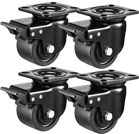 W B D WEIBIDA 70mm Ruedas para Muebles Grandes Carga de 2000KG, Ruedas Giratorias con 4 Freno, Nylon Duradero, Silencioso y Resistente Ruedas para Muebles Pesados, Industria, Interiores y Exteriores