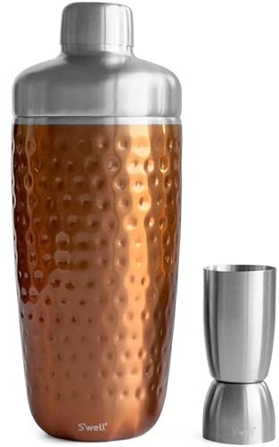 S'well Stainless Steel Shaker Set with Jigger Carafe 18 Fl ounces Dipped Metallic Triple Layered Vacuum Insulated Container Designed to Keep Cocktails Colder for Longer