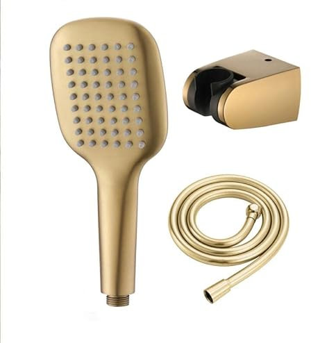 Pommeau de Douche Acier Inoxydable Douchette Mural Pommeau Douche Economie Deau Or Brossé Douchette Douche avec Tuyau en PVC de 150 cm,ABS Base