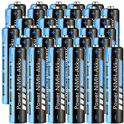 PEARL AAA Akku Batterien: 40er-Set NiMH-Akkus Typ AAA Micro, 1.100 mAh (Energieeffizienter, 1,5V, Radio)