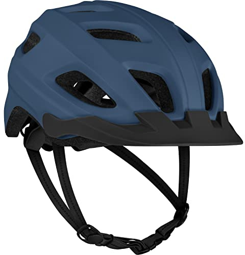Retrospec Lennon Bike Helmet with LED Safety Light Adjustable Dial & Removable Visor - Adjustable Bicycle Helmet for Adult Men & Women - Matte Navy One Size