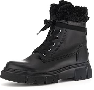 Gabor Damen Combat Boots, Frauen Stiefeletten,Wechselfußbett,Best Fitting,schnürstiefel,Winterstiefel,Winterschuhe,warm,schwarz,40.5 EU / 7 UK