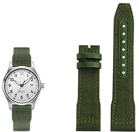 MODBAND Nylon Leder Armband 20 mm 21 mm 22 mm passend für IWC Le Petit Prince Big Pilot Top Gun IW3777 Schwarz Sport Canvas Uhrenarmband, 22 mm, Achat