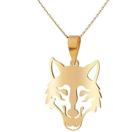 Vergoldete Wolfskette. Wolf Silber Anhänger, 18k Gold plattiert Wolf Halskette. Silber Wolf Halskette, Wolf Figured Anhänger. Tier Halskette.
